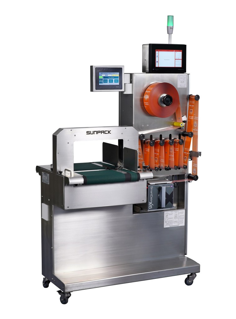 Banderoleuse automatique à succion + imprimante Sunpack WK06-100C3-MRQ